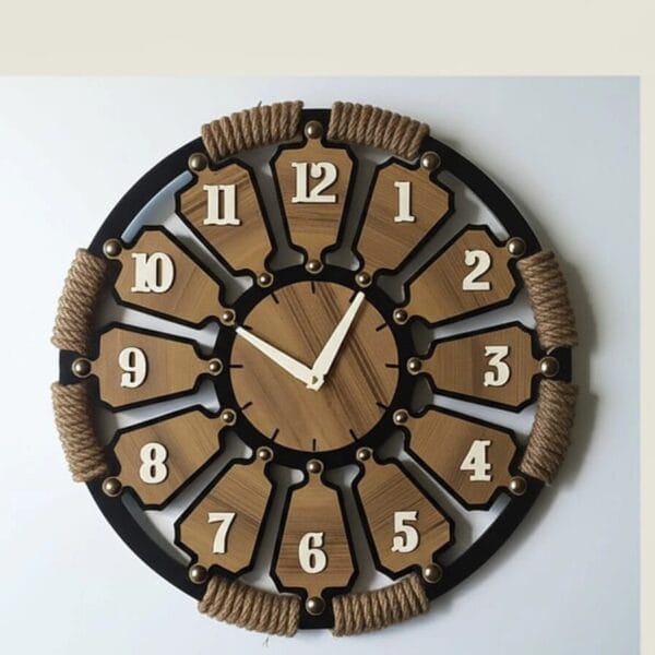 Nautical Rope & Wood Wall Clock